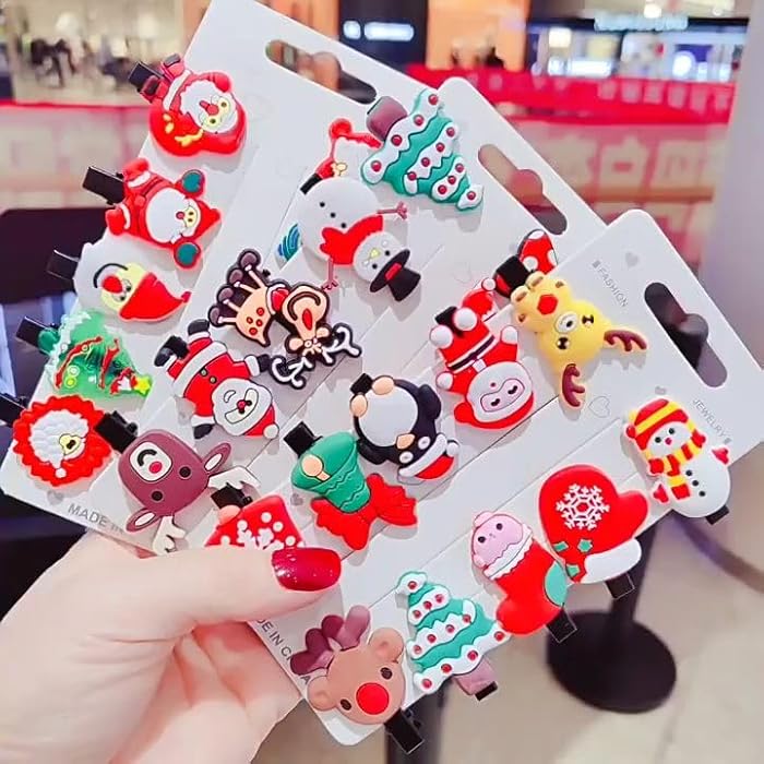 Christmas Holiday Hair Bands, 24-Peices, set of 2 Festive Rubber Bands with Santa, Snowman, and Tree Designs - Image 4
